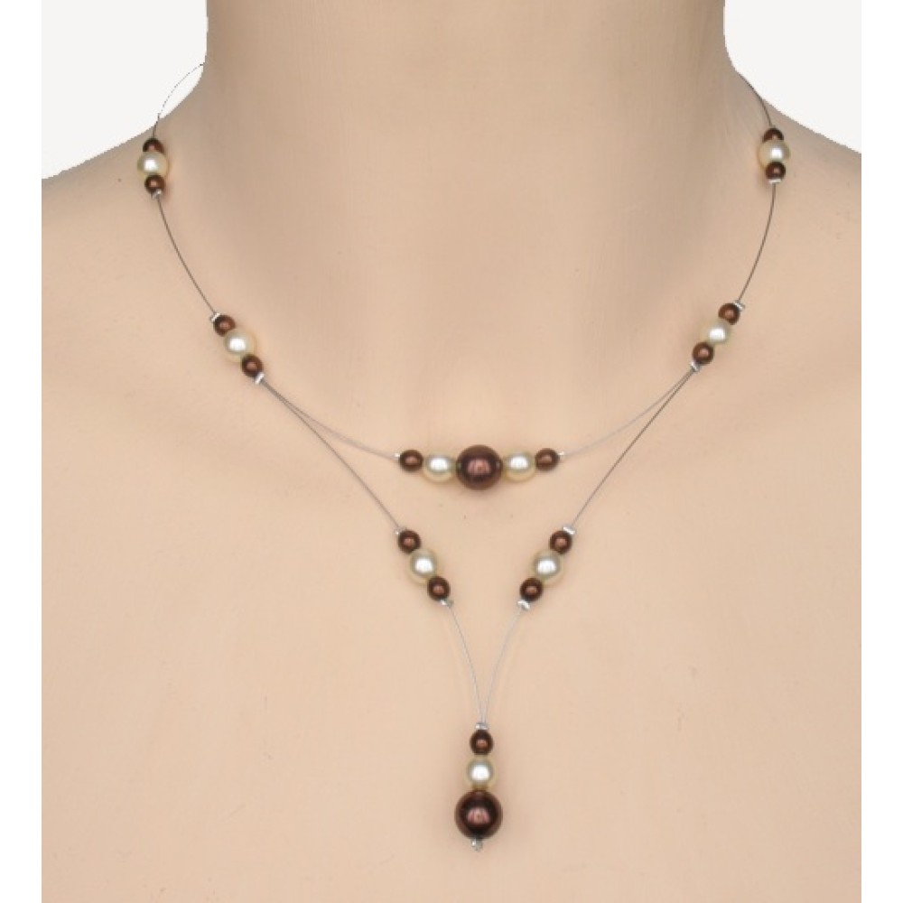 Collier mariage ivoire chocolat Collier mariage ivoire chocolat