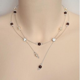 Collier mariage ivoire chocolat cristal strass CO1247A
