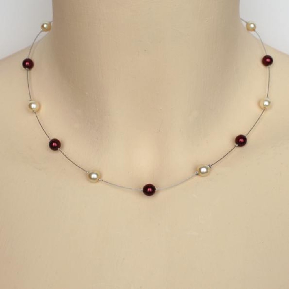Collier mariage ivoire et bordeaux Collier mariage ivoire et bordeaux