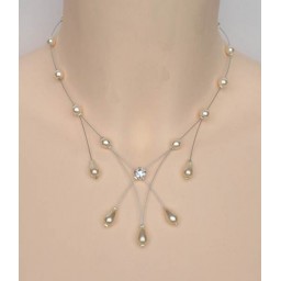 Collier mariage ivoire et strass CO1220A