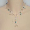 Collier mariage ivoire turquoise + strass CO1252A