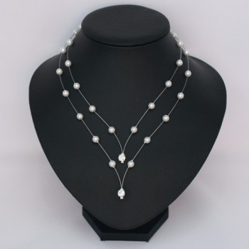 Collier mariage blanc et strass CO1276A