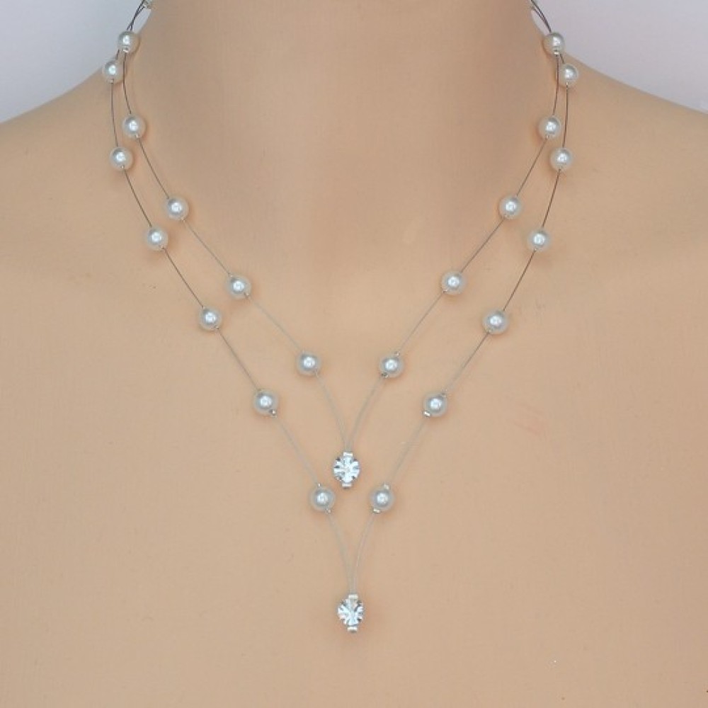 Collier mariage blanc et strass