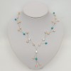 Collier mariage ivoire turquoise + strass CO1252A