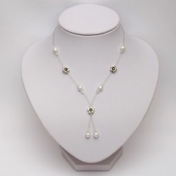 Collier mariage fleur blanc argent CO1279A