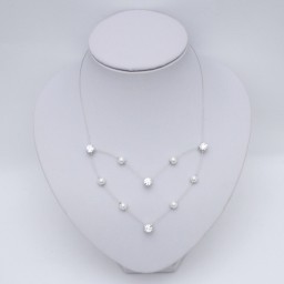 Collier de mariage blanc et strass CO1282A