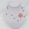 Collier mariage fleur rouge et blanc CO1285A