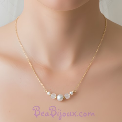 Collier mariage chaîne doré à l'or fin et blanc