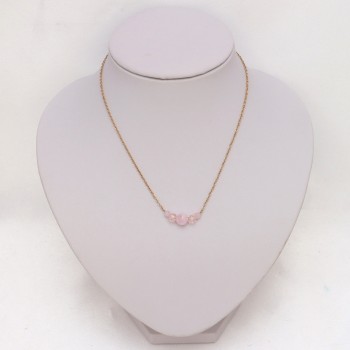 Collier mariage doré perles roses CO5007