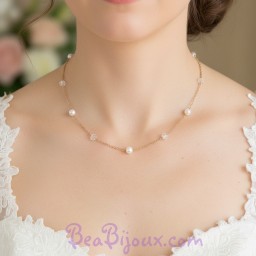 Collier Mariage Perles Nacrées et Verre Facetté CO5008