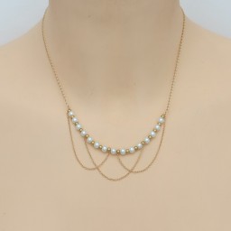 Collier mariage blanc et or CO6001