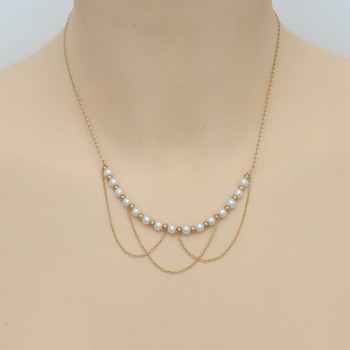 Collier mariage blanc et or CO6001