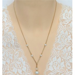 Collier mariage pendentif blanc et or CO6005