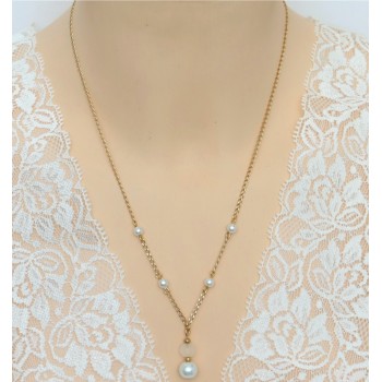 Collier mariage pendentif blanc et or CO6005