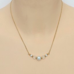 Collier mariage chaîne doré à l'or fin et blanc CO6003