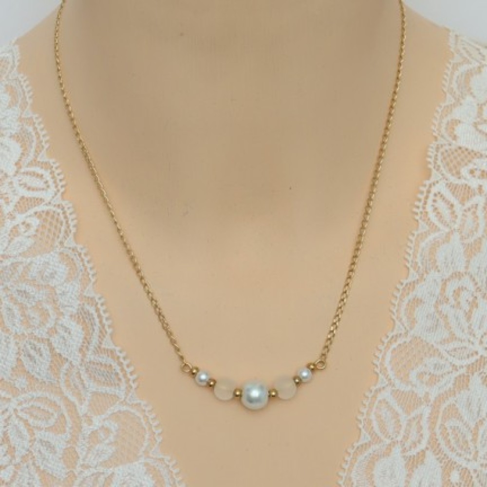 Collier mariage chaîne doré à l'or fin et blanc