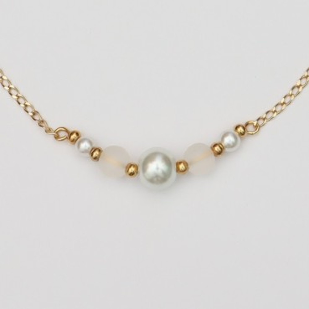 Collier mariage chaîne doré à l'or fin et blanc