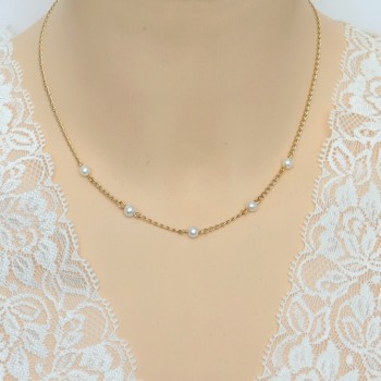 Collier mariage blanc et or CO6004