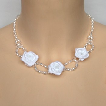 Collier mariage fleur et cristal CO4275A