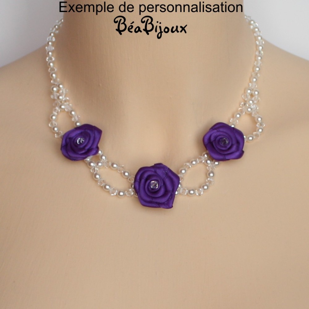 Collier mariage fleur et cristal