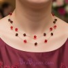 Collier 2 rangs perles cube rouge CO1176A