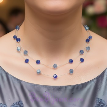 Collier fantaisie bleu CO1175A