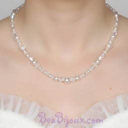Collier mariage blanc et cristal CO4271A