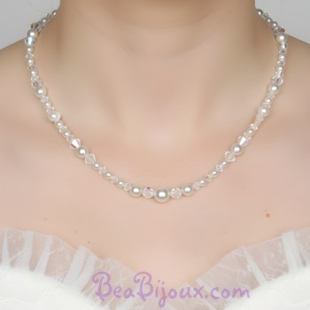 Collier mariage blanc et cristal CO4271A