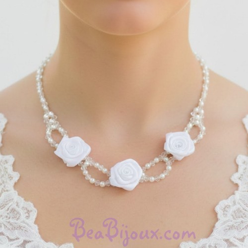 Collier mariage fleur et cristal