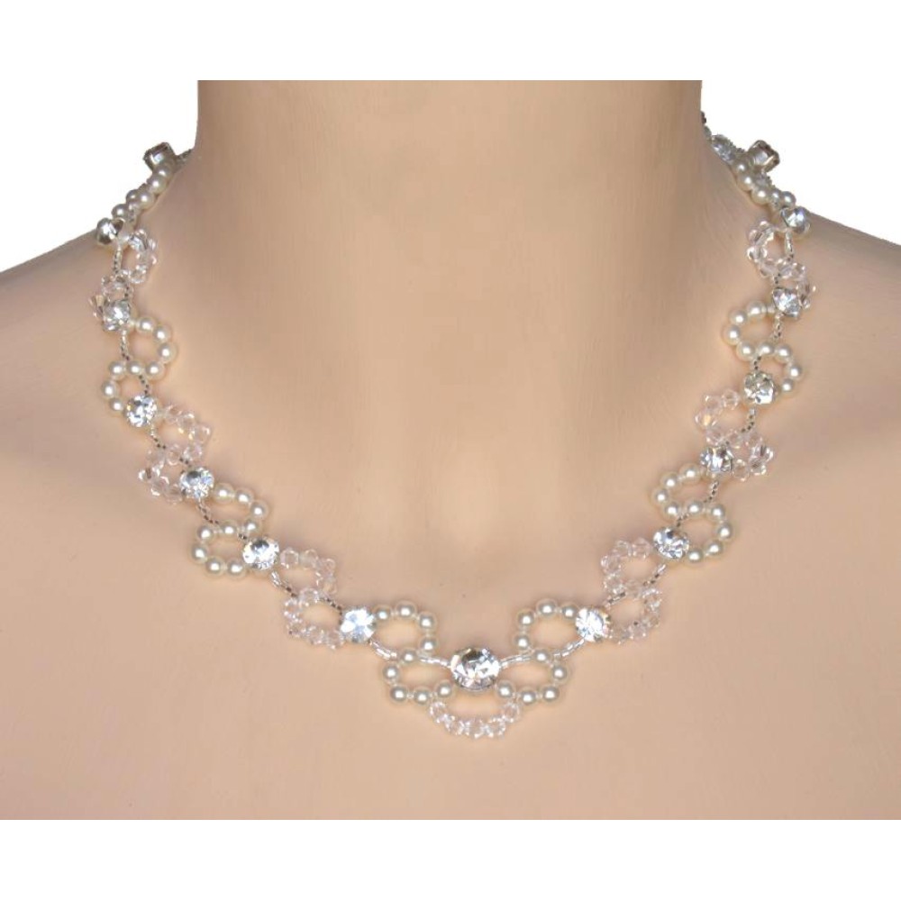 Collier mariage blanc et cristal Collier mariage blanc et cristal