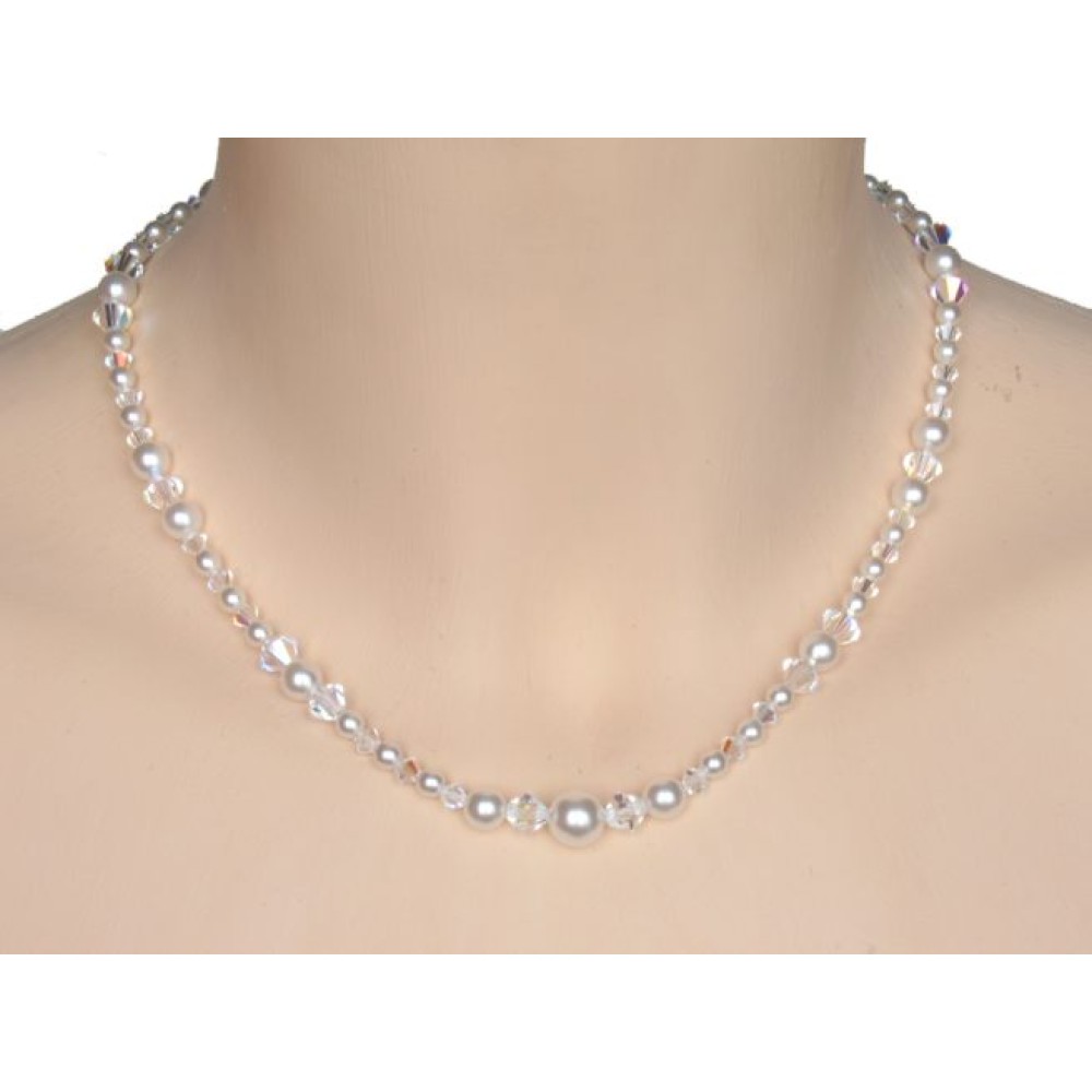 Collier mariage blanc et cristal Collier mariage blanc et cristal