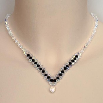 Collier mariage cristal irisé et noir CO4285A