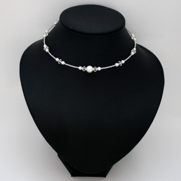 Collier mariage ras de cou blanc et cristal beabijoux