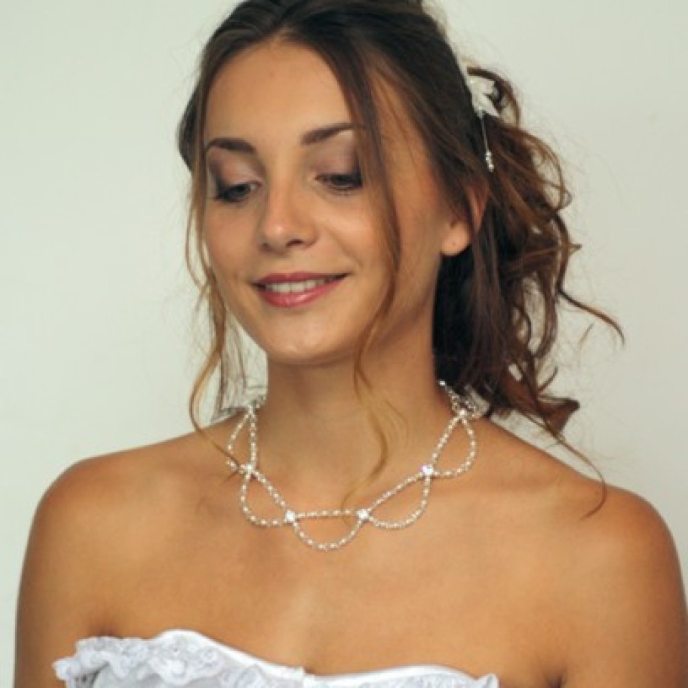 Collier mariage blanc cristal strass
