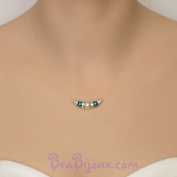 Collier mariage blanc turquoise strass CO4287A