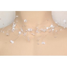 Collier de mariage fantaisie blanc CO4102A