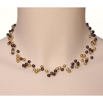 Collier mariage chocolat et doré CO4256Z