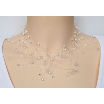 Collier blanc et cristal CO4272A