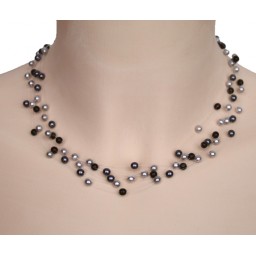 Collier perles gris et noir CO4278A