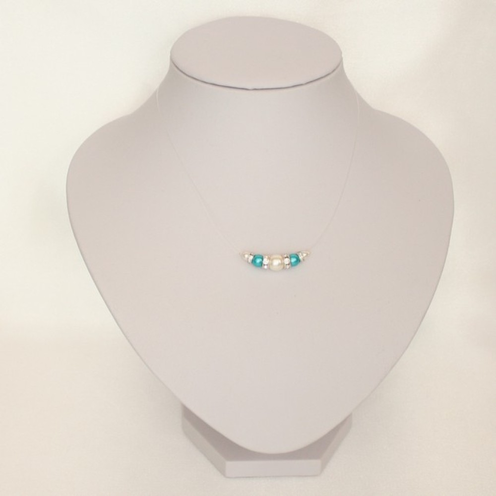 Collier mariage blanc turquoise strass
