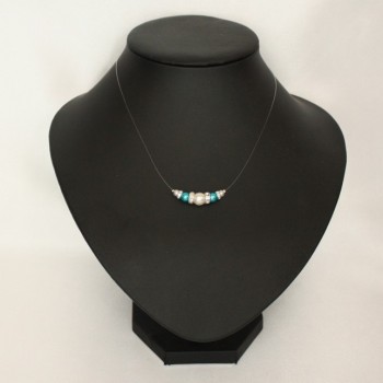 Collier mariage blanc turquoise strass CO4287A