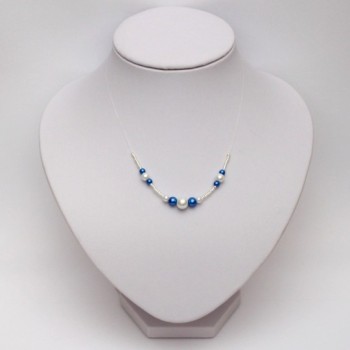 Collier mariage blanc bleu royal CO4289A