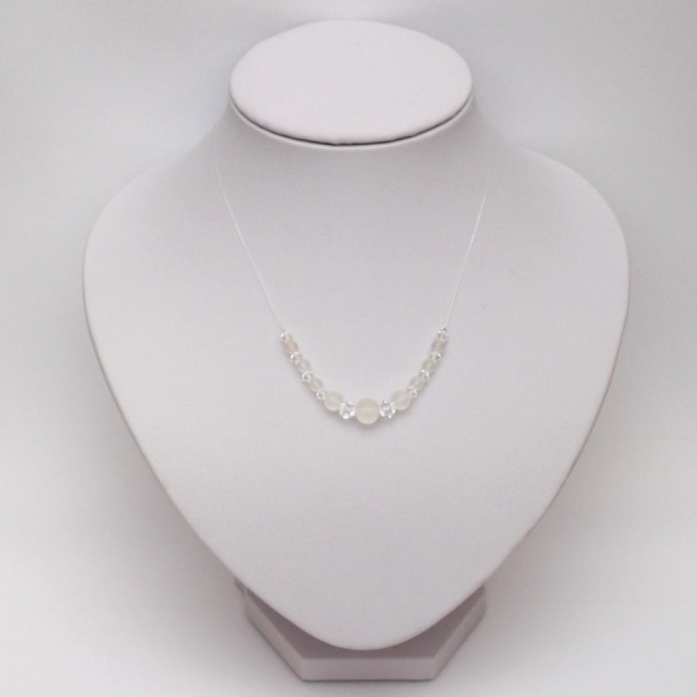 Collier mariage perles cristal et givrées