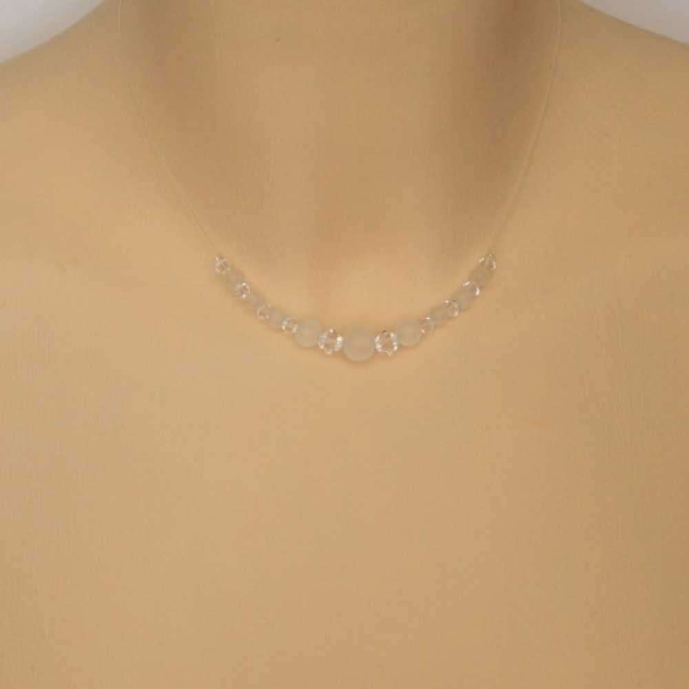 Collier mariage perles cristal et givrées