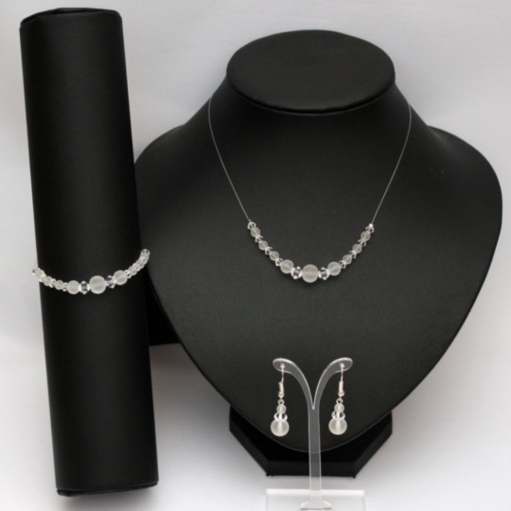 Boucles d'oreilles cristal et verre givré