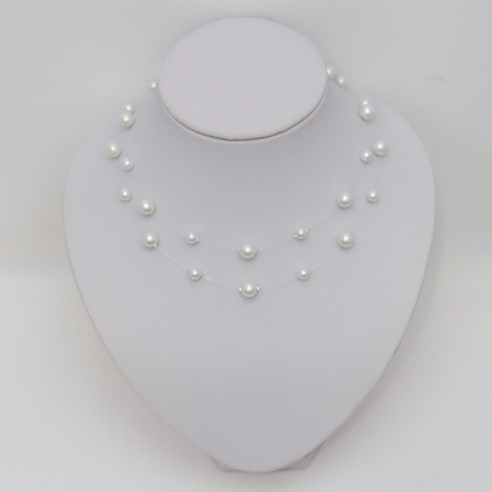 Collier mariage multi-rangs blanc Collier mariage multi-rangs blanc