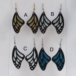 Boucles d'oreilles papillon pailletées noir BOS1015A