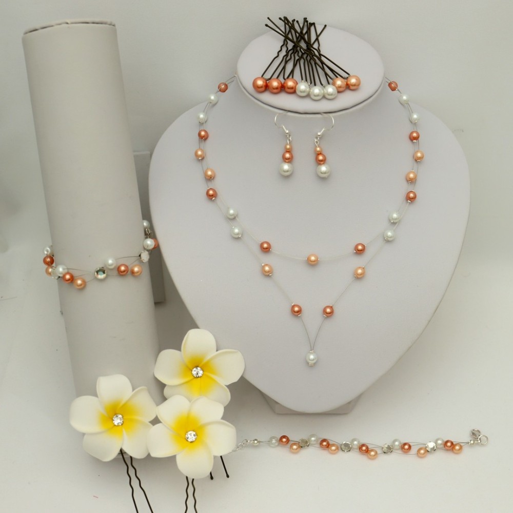 Bijoux de mariage  blanc orange de Stéphanie 