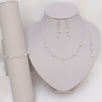 Parure rose et blanc 5 pièces