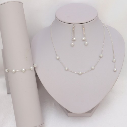 Parure rose et blanc 5 pièces